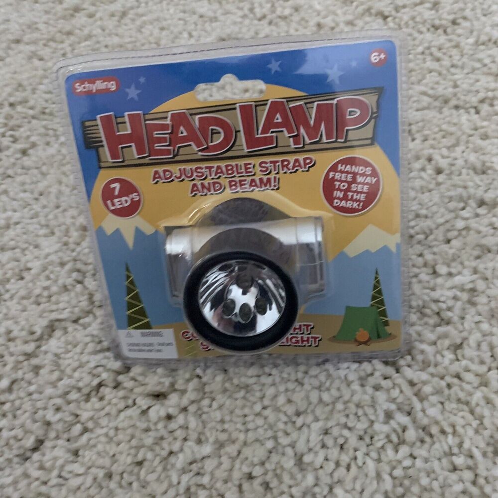 Schylling Head Lamp 7 LED Lightweight Hands Free Adjustable Strap & Beam NEW